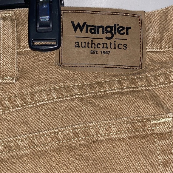 Wrangler Authentic MENS size 48 x 30 STONEWASH LOOK TAN Brown Pants EUC CLEAN - Picture 7 of 12